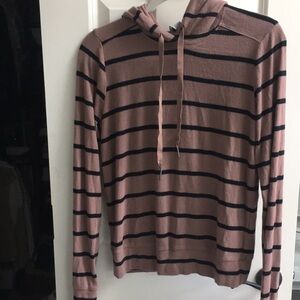 Evereve Zoey Rib Inset Hoodie